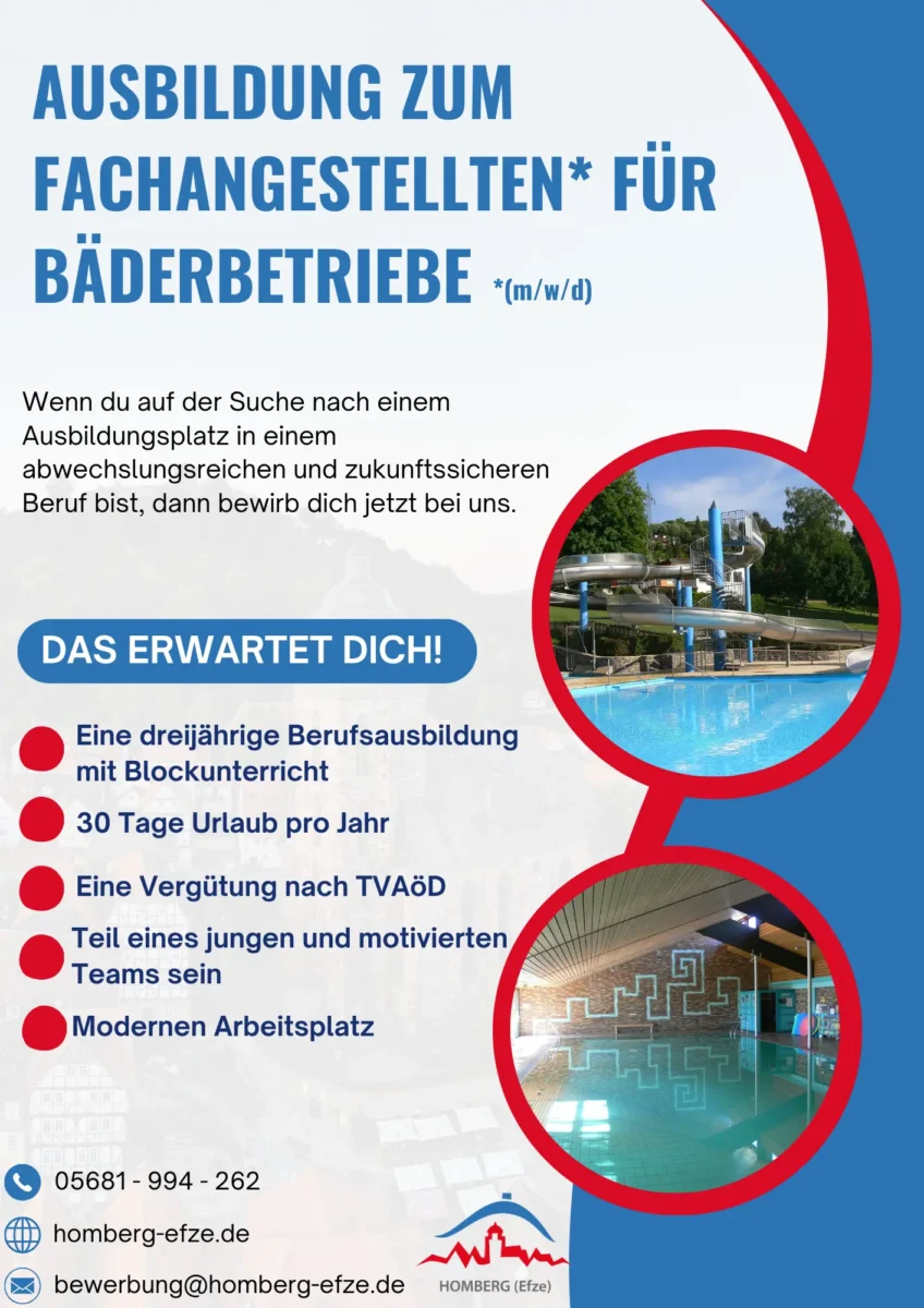 Ausbildung in Bäderbetrieb der Stadt Homberg - Stellenausschreibung