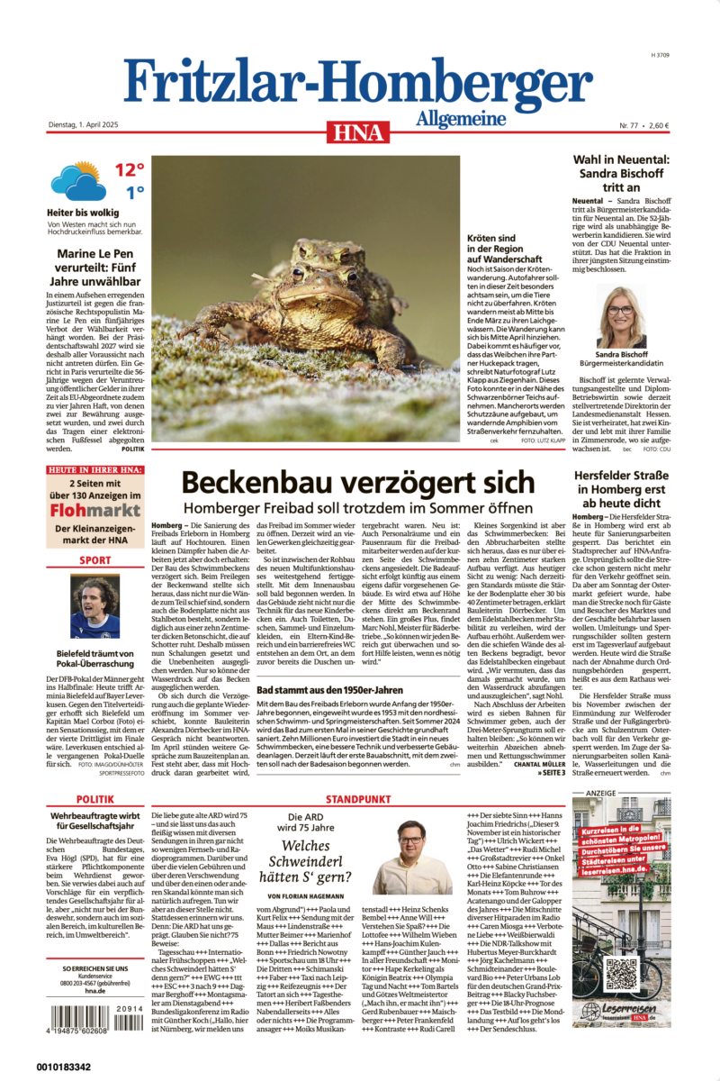 Pressebeitrag vom 01.04.2025 aus der HNA